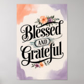 Gezegende en dankbare  Christelijke muurkunst Poster (Voorkant)