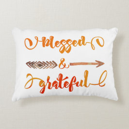 gezegende en dankbare thanksgiving accent kussen