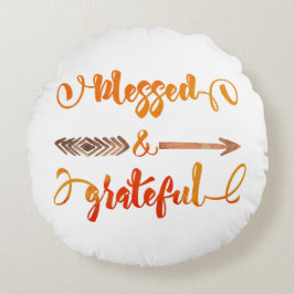 gezegende en dankbare thanksgiving rond kussen