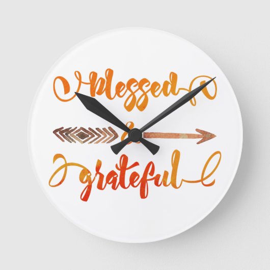 gezegende en dankbare thanksgiving ronde klok (Voorkant)