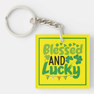 Gezegende en geluks St. Patrick's Day ontwerp-6110 Sleutelhanger
