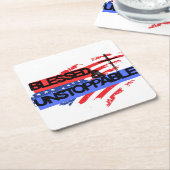 Gezegende en onstuitbare Amerikaanse vlag Kartonnen Onderzetters (Schuin)