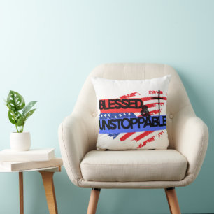 Gezegende en onstuitbare Amerikaanse vlag Kussen
