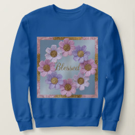 Gezegende Faux Glitter Flowers Sweatshirt