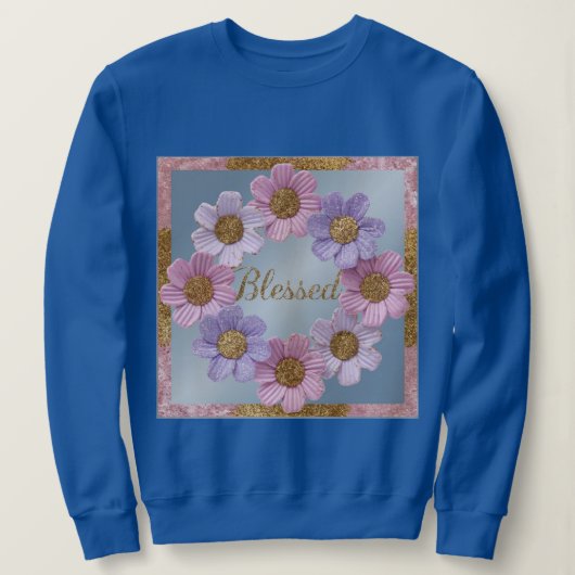 Gezegende Faux Glitter Flowers Sweatshirt (Design voorkant)