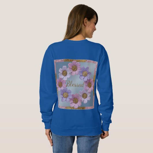 Gezegende Faux Glitter Flowers Sweatshirt (Achterkant volledig)
