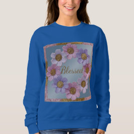 Gezegende Faux Glitter Flowers Sweatshirt