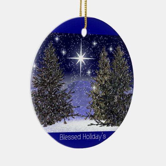 Gezegende Feestdagen Keramisch Ornament (Rechts)