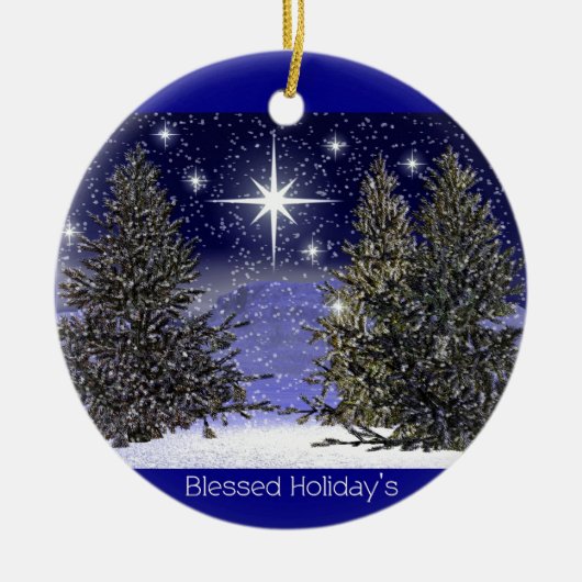 Gezegende Feestdagen Keramisch Ornament (Voorkant)