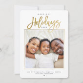 Gezegende Feestdagen Minimalistisch Goud Foto Coll Feestdagenkaart (Voorkant)