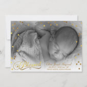 Gezegende Foto Goud Confetti Geboorteaankondiging Aankondiging (Voorkant)