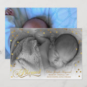 Gezegende Foto Goud Confetti Geboorteaankondiging Aankondiging (Voorkant / Achterkant)