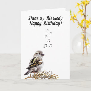 Gezegende Gefeliciteerd Verjaardags Zingende Vogel Kaart