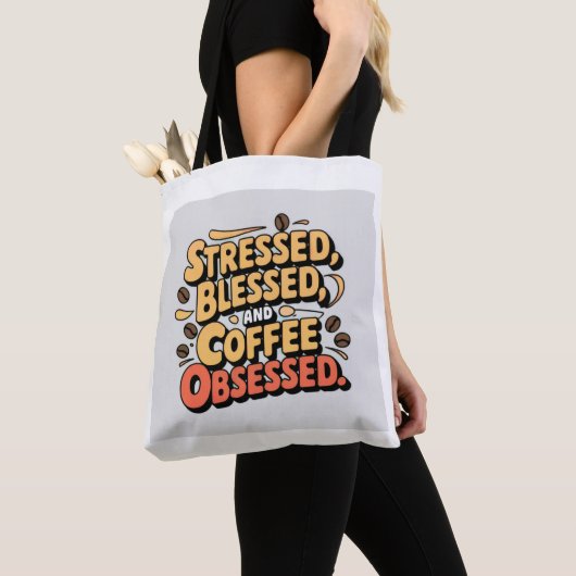 Gezegende, gestresste en koffie geobsedeerde Canva Tote Bag (Dichtbij)