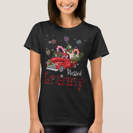 Gezegende Grammy Kerst Rode Vrachtwagen Gift Voor T-shirt (Voorkant)