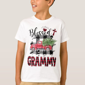 Gezegende Grammy Red-plaid Kerstmis T-shirt