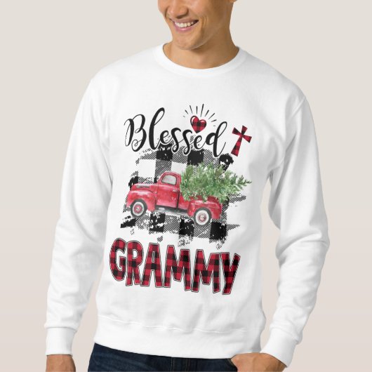 Gezegende Grammy Red-plaid Kerstmis Trui (Voorkant)