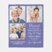 Gezegende Grootouders Custom Modern Paarse 3 Foto Fleece Deken (Voorkant)