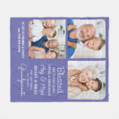 Gezegende Grootouders Custom Modern Paarse 3 Foto Fleece Deken (Voorkant (Horizontaal))