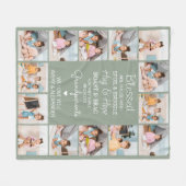 Gezegende Grootouders Custom Sage Green 14 Afbeeld Fleece Deken (Voorkant (Horizontaal))