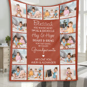 Gezegende Grootouders Custom Terracotta 14 Afbeeld Fleece Deken