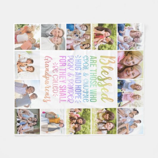 Gezegende Grootouders Fotocollage Fleece Deken (Voorkant (Horizontaal))