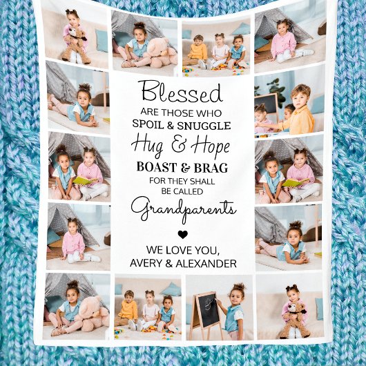 Gezegende grootouders gepersonaliseerd 14 Fotocoll Fleece Deken