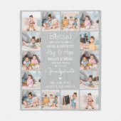 Gezegende grootouders gepersonaliseerd grijs 14 Af Fleece Deken (Voorkant)