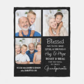 Gezegende grootouders gepersonaliseerd Modern 3 Fo Fleece Deken (Voorkant)