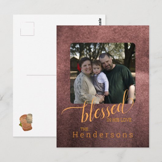 Gezegende Herfst Familie Custom Photo Briefkaart (Voorkant / Achterkant)