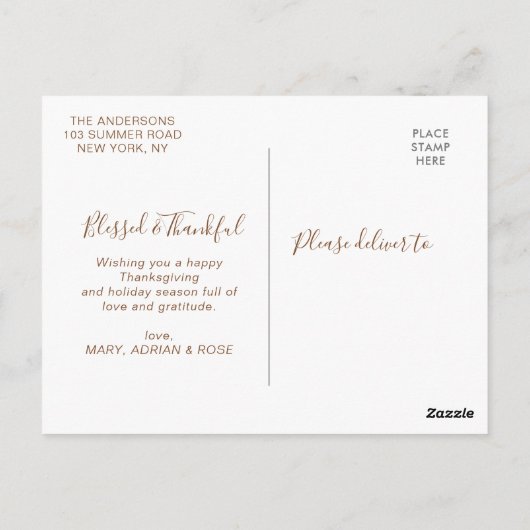 gezegende herfst laat Thanksgiving achter Briefkaart (Achterkant)