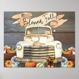 Gezegende Herfst Rustic Truck en Pumpkins Autumn Poster