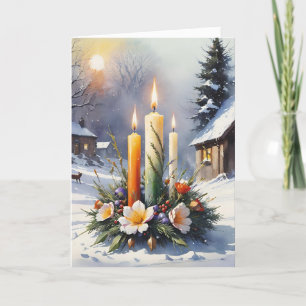 Gezegende Imbolc Winter Bloemen Kaars Krans Wiccan Feestdagen Kaart