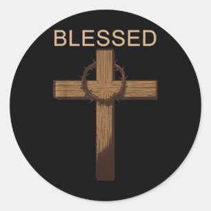 Gezegende Jezus Christelijk Kruis Gods Geloof Bijb Ronde Sticker