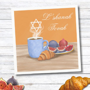 Gezegende Jom Kipoer, koffie, granaatappels Servet