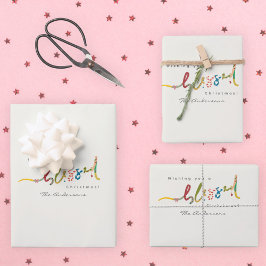 Gezegende Kerst Verpakking Papieren Blad Set van 3 Inpakpapier Vel