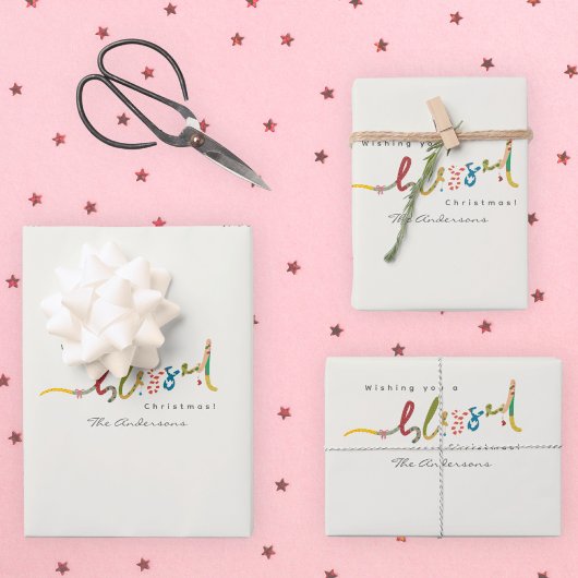 Gezegende Kerst Verpakking Papieren Blad Set van 3 Inpakpapier Vel