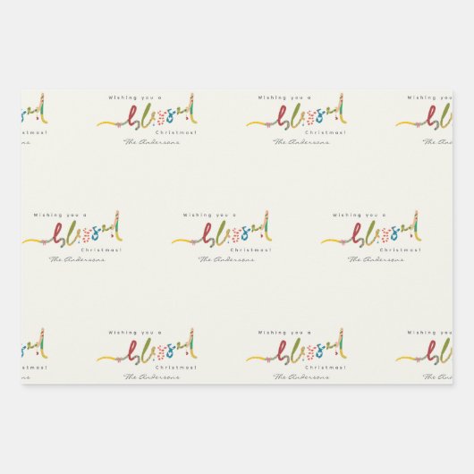 Gezegende Kerst Verpakking Papieren Blad Set van 3 Inpakpapier Vel (Voorkant)