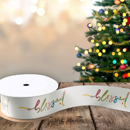 Gezegende kerstcadeau-verpakkingslint satijnen lint