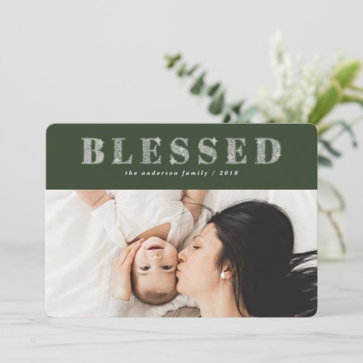 Gezegende kerstfoto vakantiekaart feestdagenkaart (Staand voorkant)