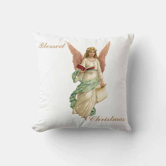 Gezegende Kerstman Angel Pillow 16 inch Kussen (Voorkant)