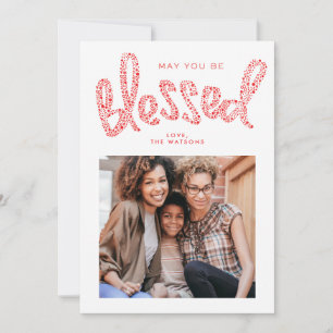 Gezegende Kerstmis Religieuze Handletter Foto Kaar Feestdagenkaart