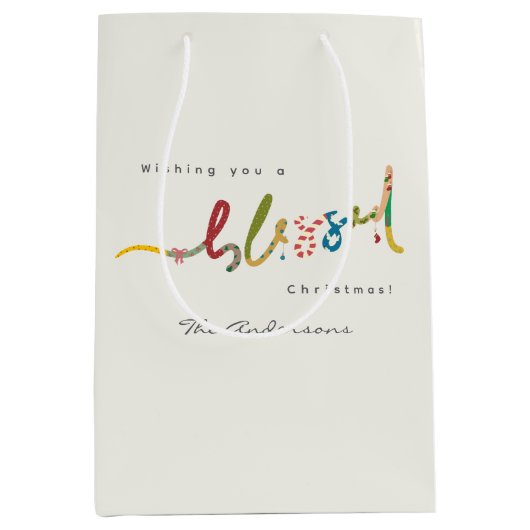 Gezegende Kerstmis Verpakking cadeau tas Medium Cadeauzakje (Voorkant)