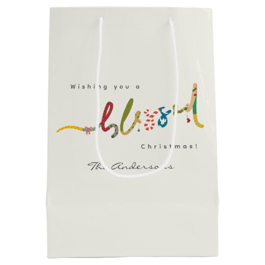 Gezegende Kerstmis Verpakking cadeau tas Medium Cadeauzakje (Achterkant)