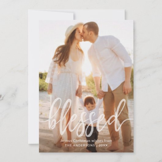 Gezegende Kerstvakantie Handgeschreven Script Foto Feestdagenkaart (Voorkant)