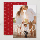 Gezegende Kerstvakantie Handgeschreven Script Foto Feestdagenkaart (Voorkant / Achterkant)