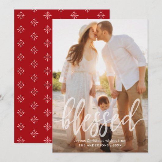 Gezegende Kerstvakantie Handgeschreven Script Foto Feestdagenkaart (Voorkant / Achterkant)