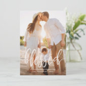 Gezegende Kerstvakantie Handgeschreven Script Foto Feestdagenkaart (Staand voorkant)