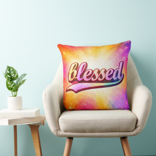 Gezegende Kleurrijke Typografie Inspirerend Kussen