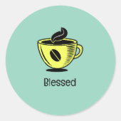 gezegende koffie ronde sticker (Voorkant)